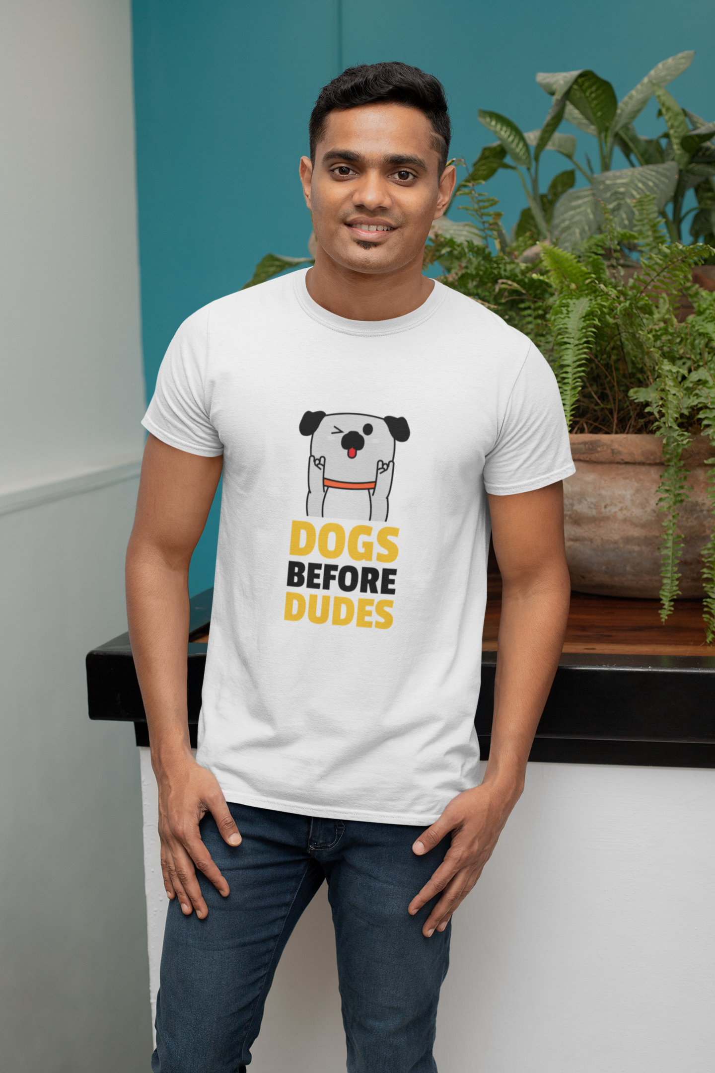 Unisex Stretch Dogs Before Dudes T-Shirt for Dog Lovers